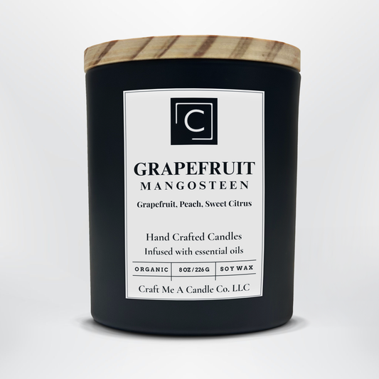 Grapefruit Mangosteen Scented Candle – Grapefruit, Peach, Sweet Citrus | Natural Soy Wax Candles | Round Jar Candles