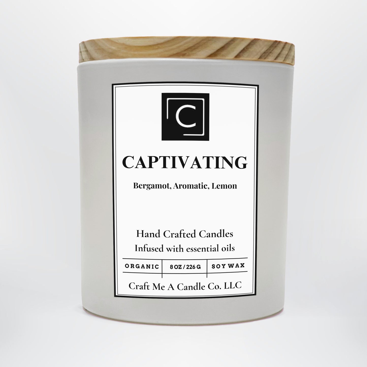 Captivating Scented Candle – Bergamot, Aromatic, Lemon | Natural Soy Wax Candles | Round Jar Candles
