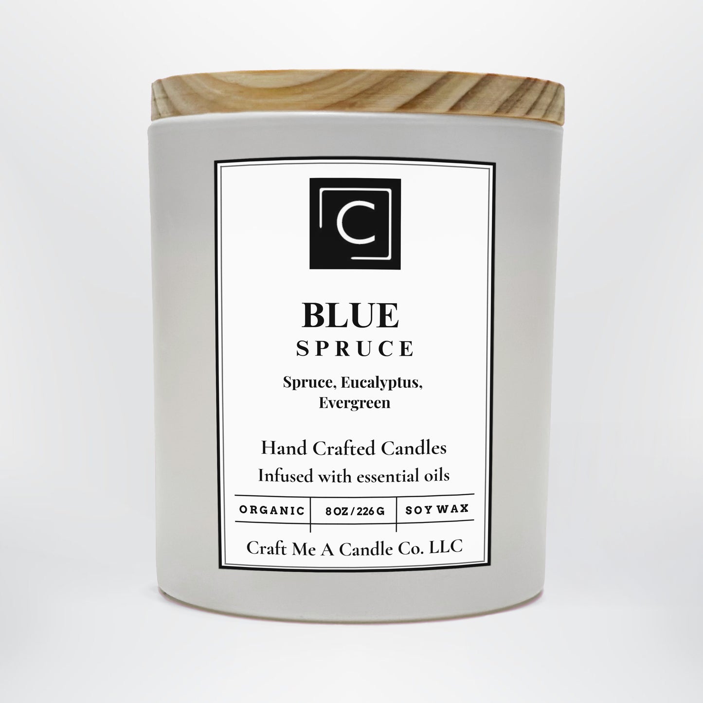 Blue Spruce Scented Candle – Spruce, Eucalyptus, Evergreen | Natural Soy Wax Candles | Round Jar Candles
