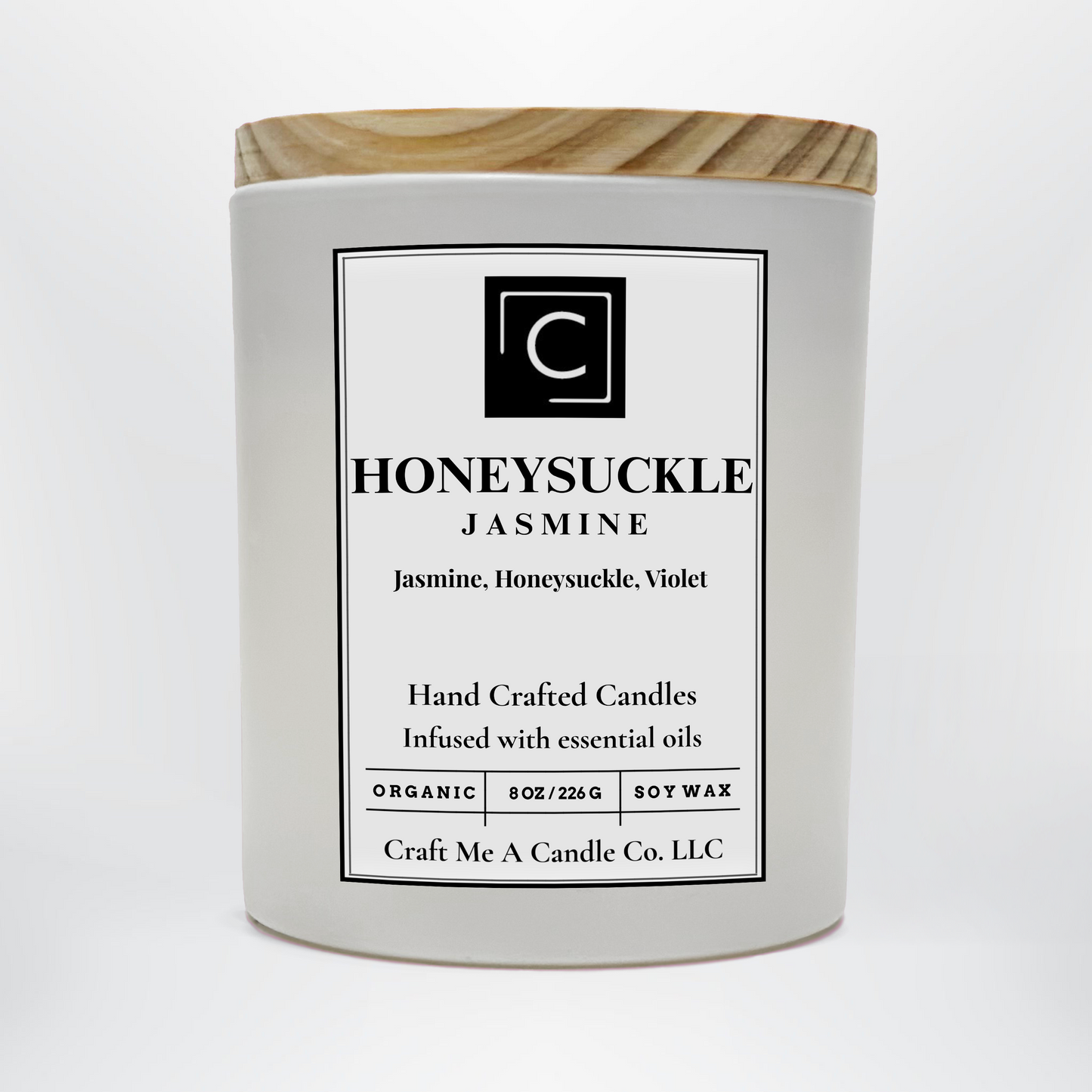 Honeysuckle Jasmine Scented Candle – Jasmine, Honeysuckle, Violet | Natural Soy Wax Candles | Round Jar Candles