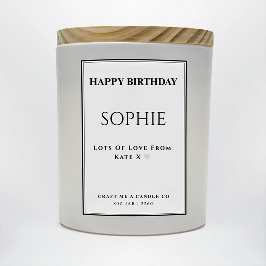 Personalized Birthday Candle | Custom Name Soy Candle Gift for Her Friend Sister Mum | 8oz Keepsake Candle