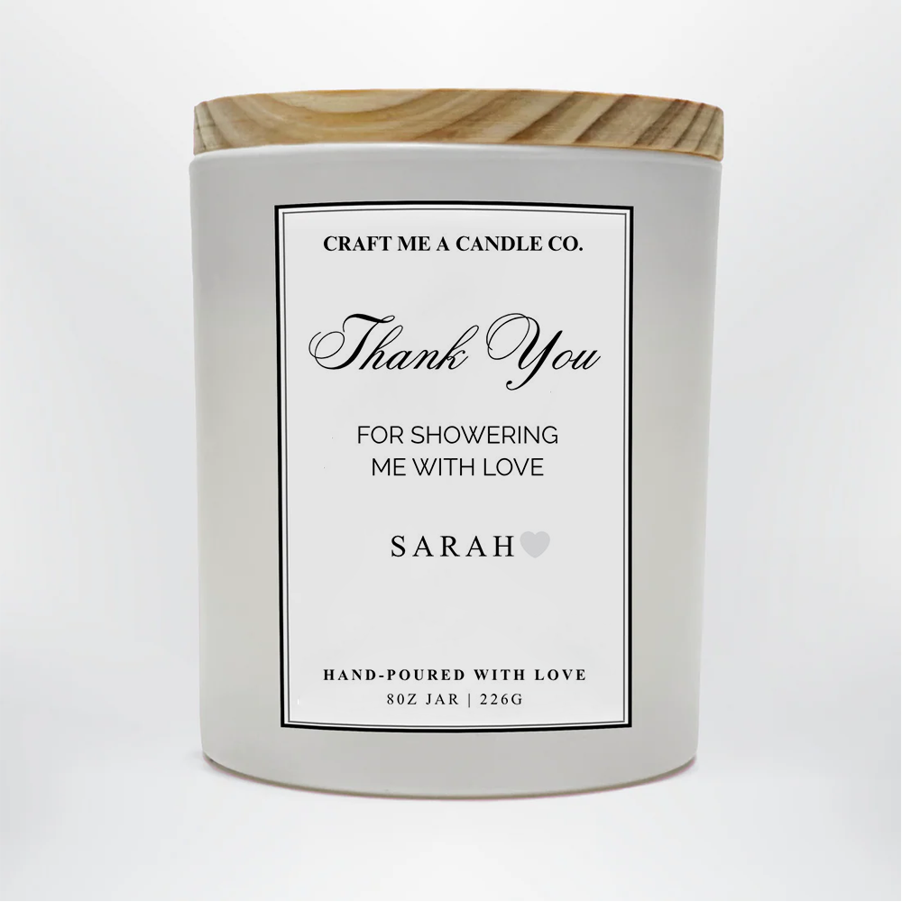 Personalized Thank You Candle | Baby Shower Hostess Gift | Custom Bridal Shower Candle |  8oz Soy Candle
