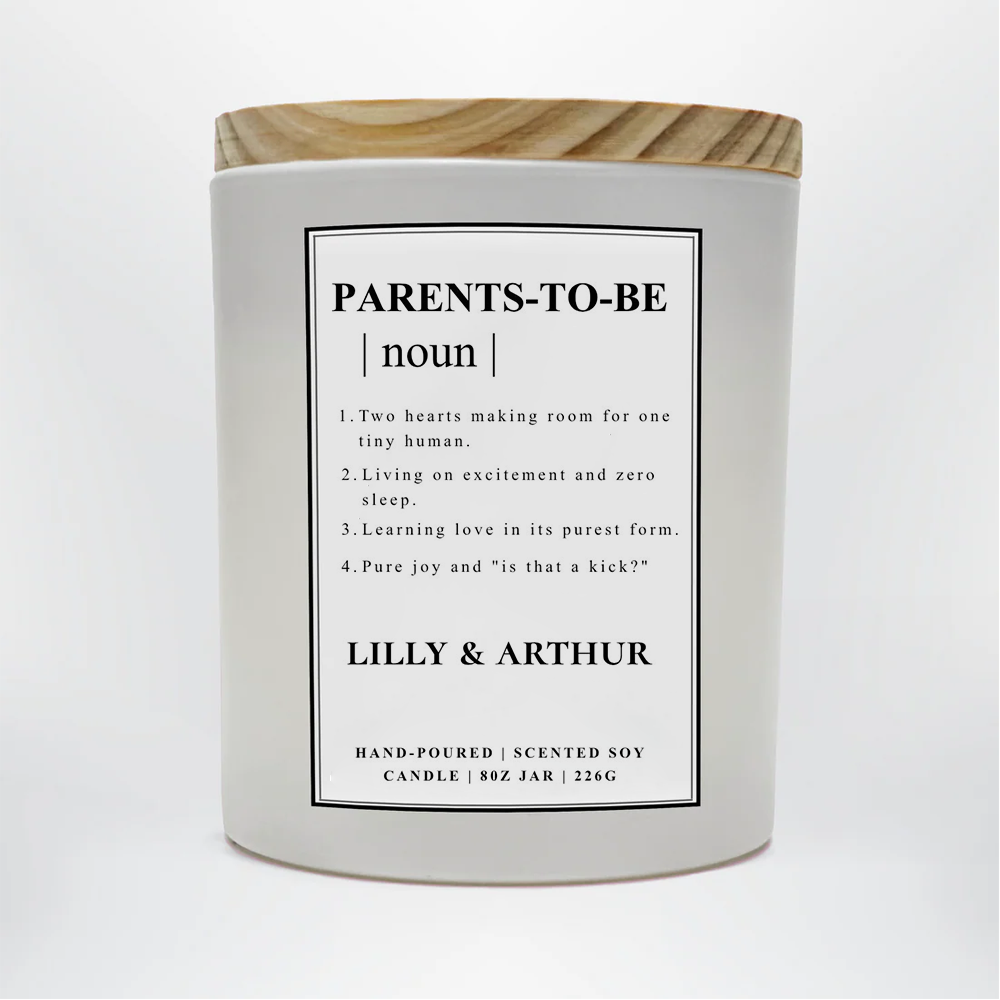Personalized Parents To Be Candle | Expecting Parents Gift | New Mom and Dad Candle | Baby Shower Soy Candle 8oz