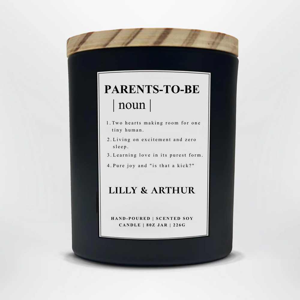 Personalized Parents To Be Candle | Expecting Parents Gift | New Mom and Dad Candle | Baby Shower Soy Candle 8oz