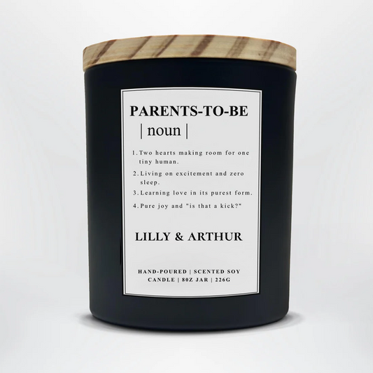 Personalized Parents To Be Candle | Expecting Parents Gift | New Mom and Dad Candle | Baby Shower Soy Candle 8oz