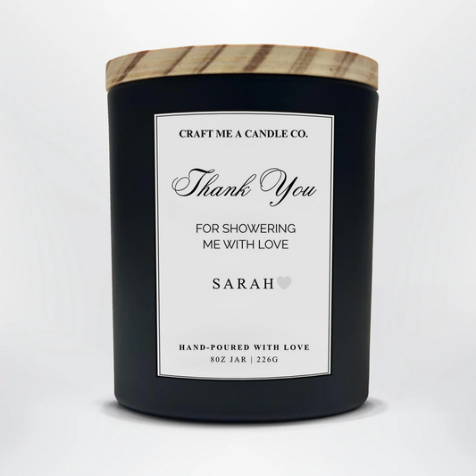 Personalized Thank You Candle | Baby Shower Hostess Gift | Custom Bridal Shower Candle |  8oz Soy Candle