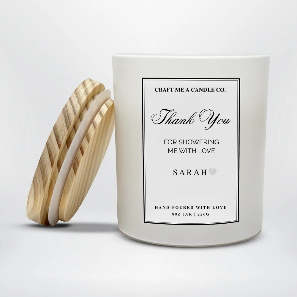 Personalized Thank You Candle | Baby Shower Hostess Gift | Custom Bridal Shower Candle |  8oz Soy Candle