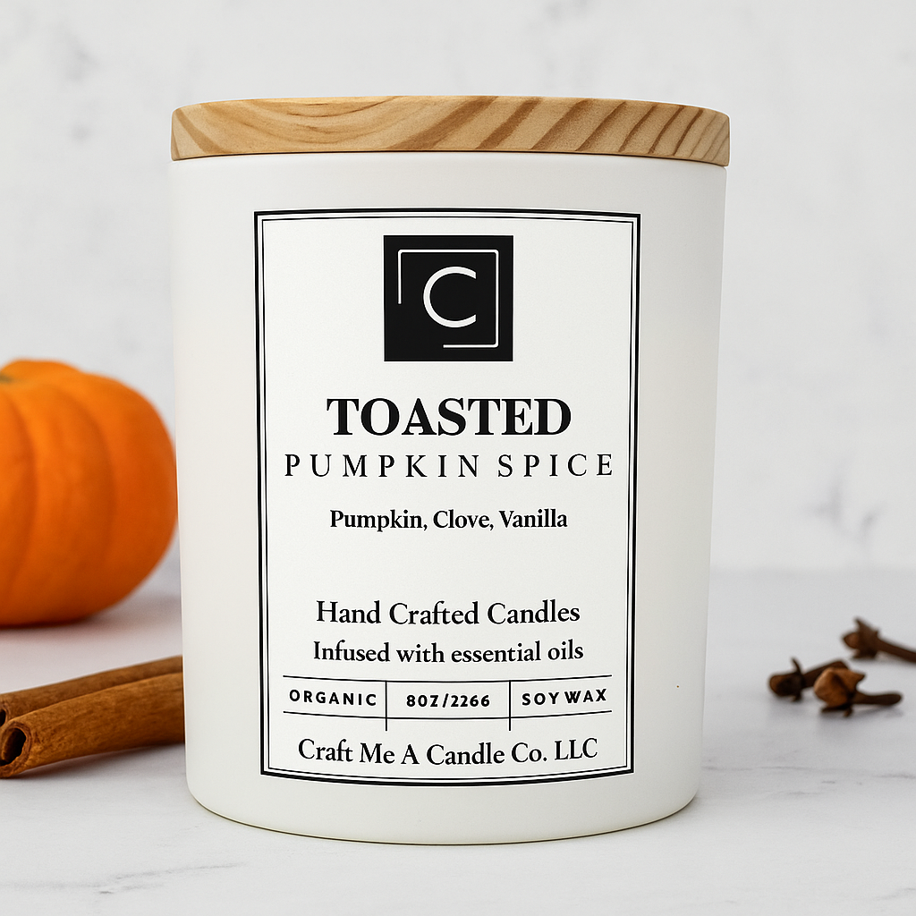 Toasted Pumpkin Spice Candle | Pumpkin, Clove, Vanilla | Natural Soy Wax Candle | Fall Gift Idea | 8oz Rustic Jar Candle | Relaxing Candle