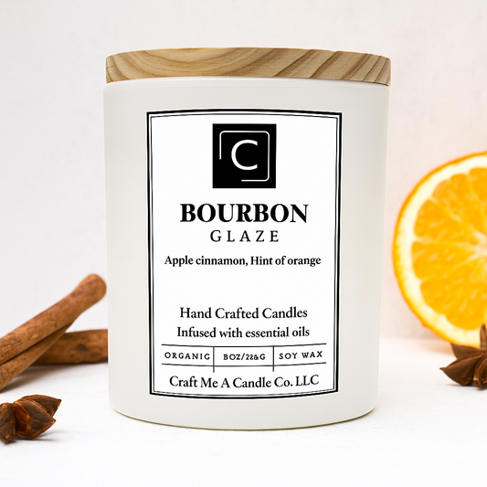 Bourbon Glaze Soy Candle | Apple Cinnamon, Hint Of Orange | Candle With Essential Oils | Round Jar Candle | Organic Soy Wax Scented Candle