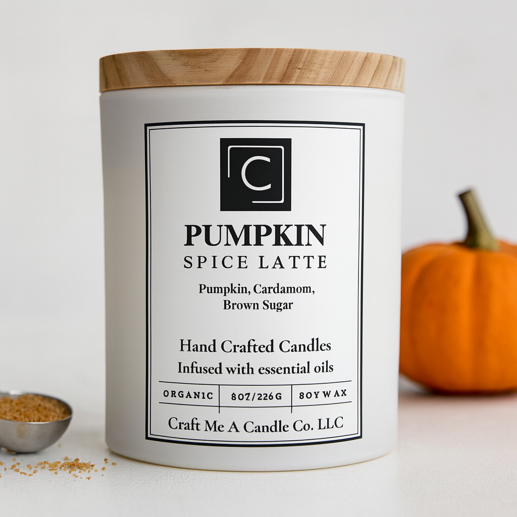 Pumpkin Spice Latte Soy Candle | Pumpkin, Cardamom & Brown Sugar Candle | Autumn Scented Candle | Natural Soy Wax Candle