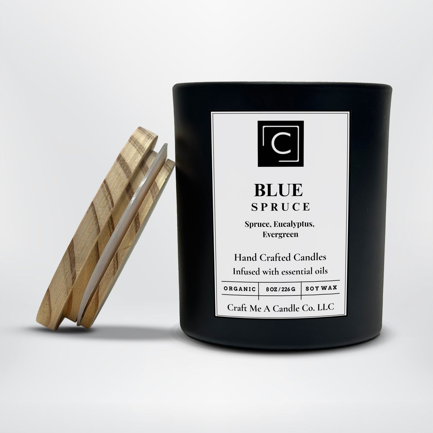 Blue Spruce Scented Candle – Spruce, Eucalyptus, Evergreen | Natural Soy Wax Candles | Round Jar Candles