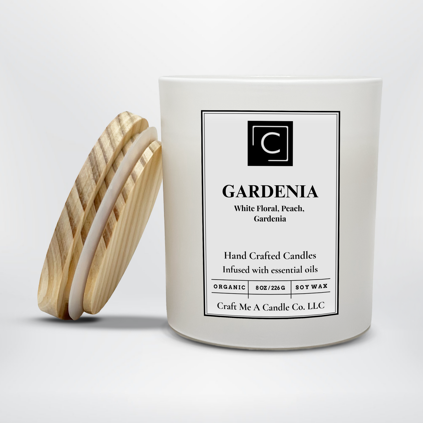 Gardenia Scented Candle – White Floral, Peach, Gardenia | Natural Soy Wax Candles | Round Jar Candles