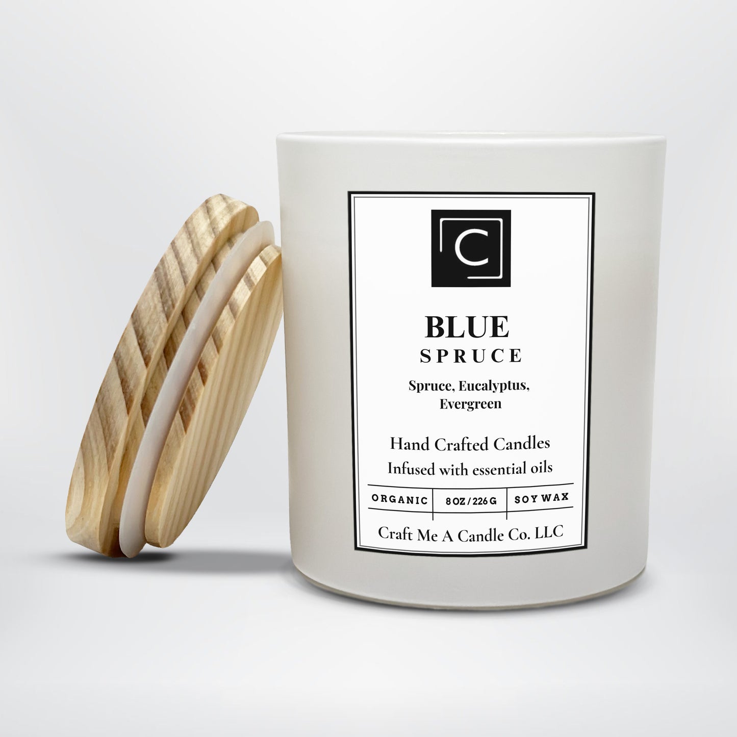 Blue Spruce Scented Candle – Spruce, Eucalyptus, Evergreen | Natural Soy Wax Candles | Round Jar Candles