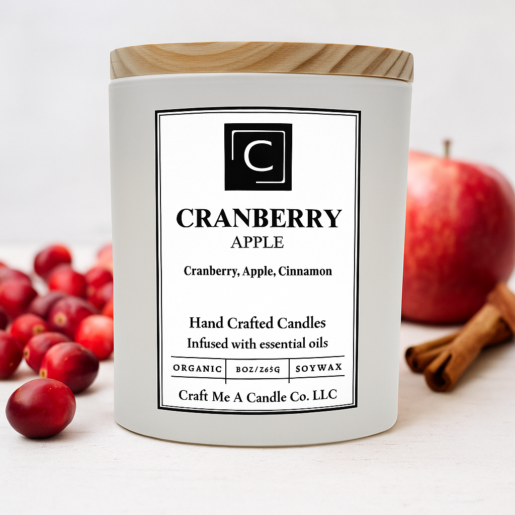 Cranberry Apple Soy Candle | Cranberry, Apple, Cinnamon | Fall Scented Candle | Organic Soy Wax Candle | Thanksgiving Present