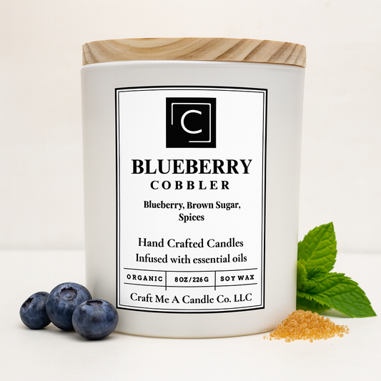 Blueberry Cobbler Soy Candle | Blueberry, Brown Sugar, Spices | Natural Soy Wax Candles | 8oz Black Jar Candle | Hand Crafted Scented Candle