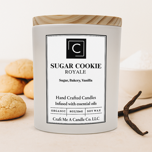 Sugar Cookie Royale Candle | Sugar, Bakery & Vanilla Candle | 8oz Round Jar Candle | Organic Soy Wax Candle | Essential Oil Candle