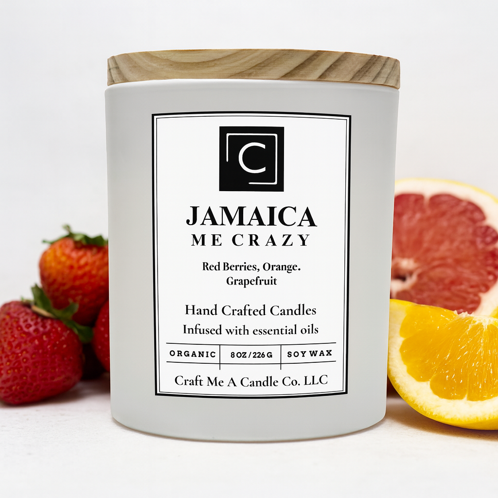 Jamaica Me Crazy Soy Candle | Red Berries, Orange, Grapefruit | Fruity Scented Candle | Tropical Summer Candle | 8oz Round Jar Candle