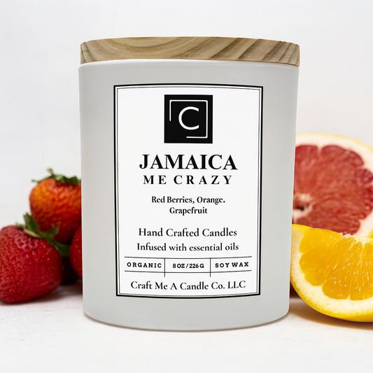 Jamaica Me Crazy Soy Candle | Red Berries, Orange, Grapefruit | Fruity Scented Candle | Tropical Summer Candle | 8oz Round Jar Candle