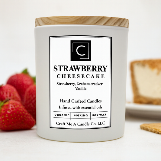 Strawberry Cheesecake Candle | Strawberry, Graham Cracker, Vanilla Candle | Organic Soy Wax Candle | Seasonal Candle | Comfort Candle