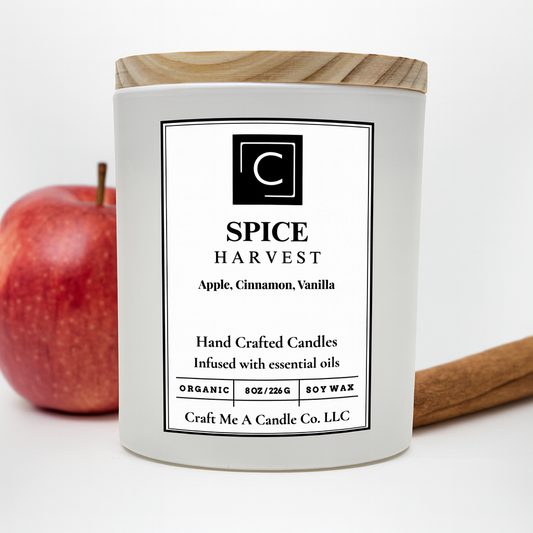 Spice Harvest Soy Wax Candle | Apple, Cinnamon, Vanilla Scent | Organic Soy Wax Candle | Holiday Gift Candle | Candle Gift Idea