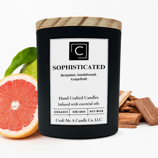 Sophisticated Scented Candle – Bergamot, Sandalwood, Grapefruit | Natural Soy Wax Candles | Round Jar Candles