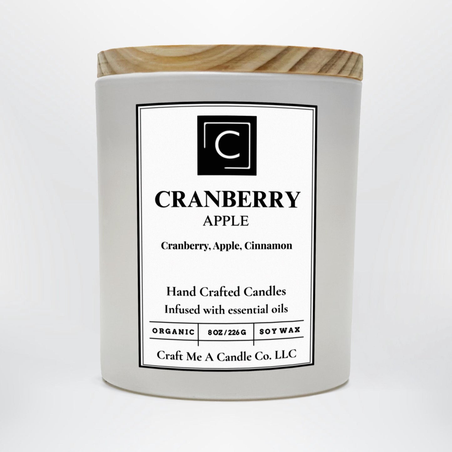 Cranberry Apple Soy Candle | Cranberry, Apple, Cinnamon | Fall Scented Candle | Organic Soy Wax Candle | Thanksgiving Present