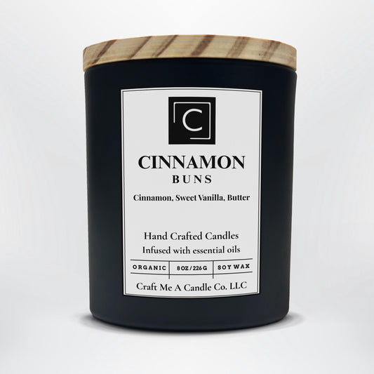 Cinnamon Buns Soy Candle | Cinnamon, Sweet Vanilla & Butter | Cozy Scented Candle | 8oz Round Jar Candle | Natural Soy Wax Candles