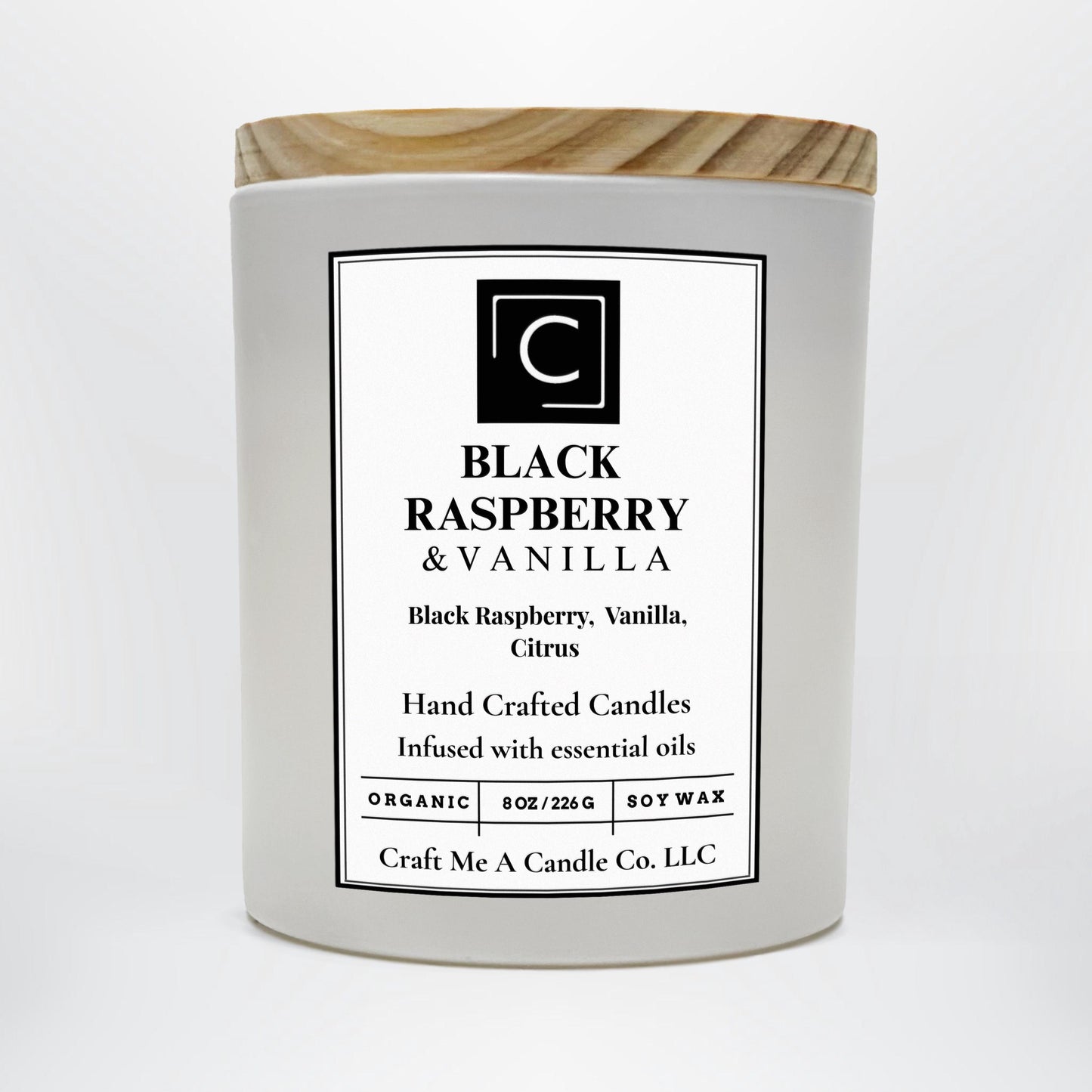 Black Raspberry Vanilla Soy Candle | Black Raspberry, Vanilla, Citrus | Natural Soy Wax Candles | Round Jar Candles | Essential Oil Scented