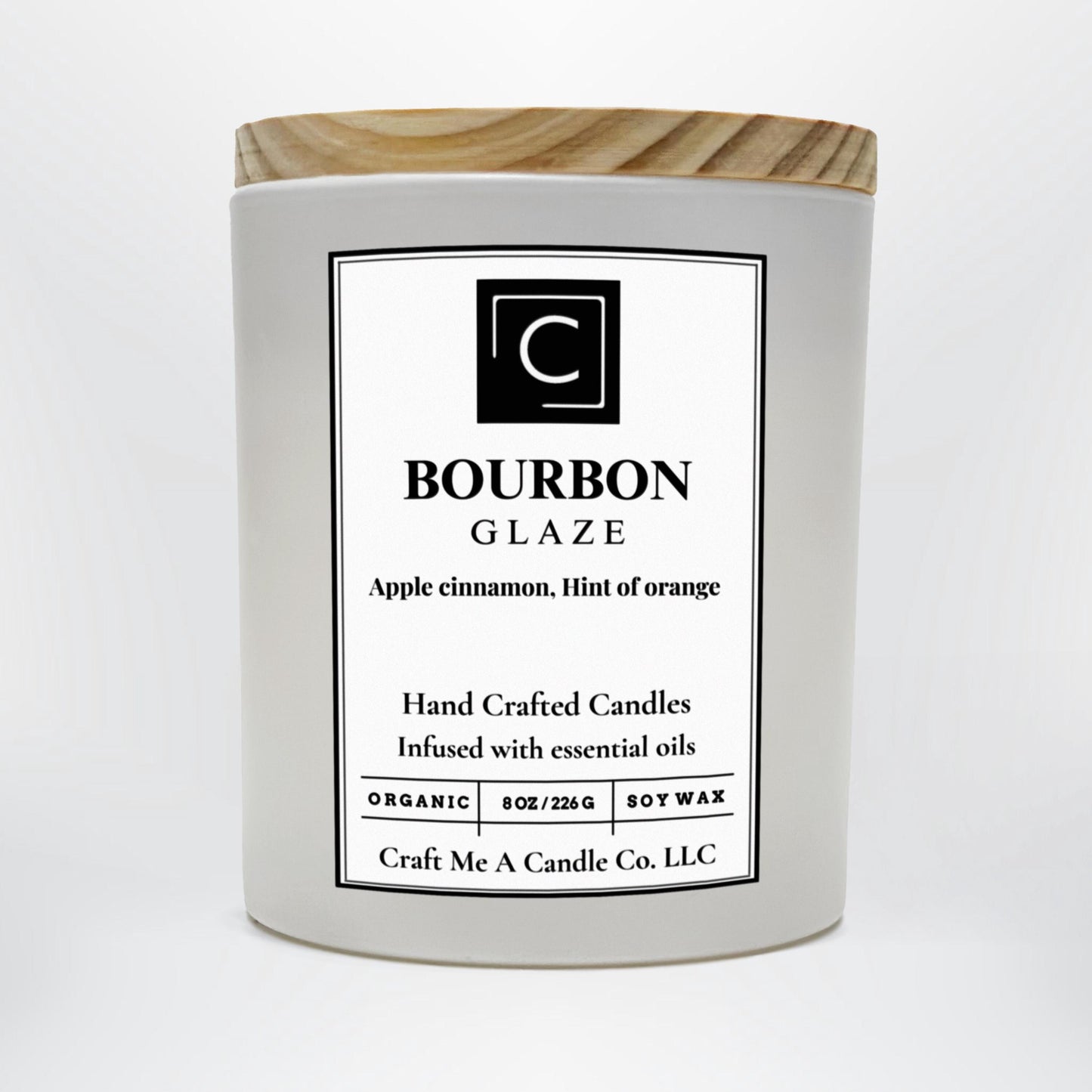 Bourbon Glaze Soy Candle | Apple Cinnamon, Hint Of Orange | Candle With Essential Oils | Round Jar Candle | Organic Soy Wax Scented Candle