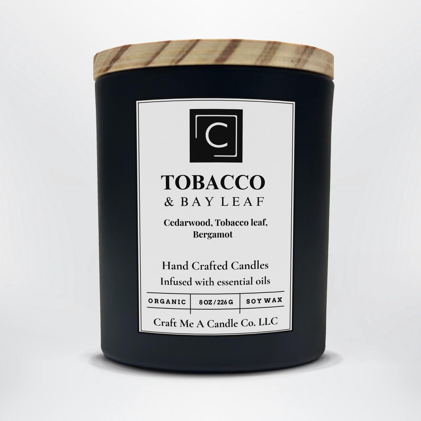 Tobacco & Bay Leaf Candle | Cedarwood, Tobacco Leaf, Bergamot Candle | Natural Soy Wax Candle | Fall Gift Idea | Relaxing Candle