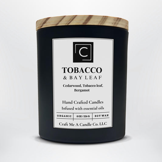 Tobacco & Bay Leaf Candle | Cedarwood, Tobacco Leaf, Bergamot Candle | Natural Soy Wax Candle | Fall Gift Idea | Relaxing Candle