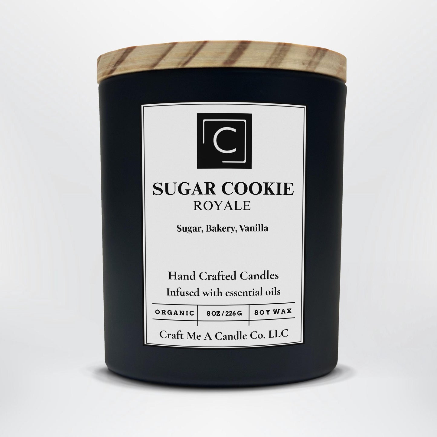 Sugar Cookie Royale Candle | Sugar, Bakery & Vanilla Candle | 8oz Round Jar Candle | Organic Soy Wax Candle | Essential Oil Candle