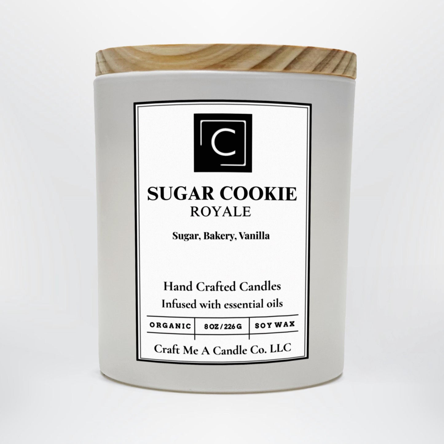 Sugar Cookie Royale Candle | Sugar, Bakery & Vanilla Candle | 8oz Round Jar Candle | Organic Soy Wax Candle | Essential Oil Candle