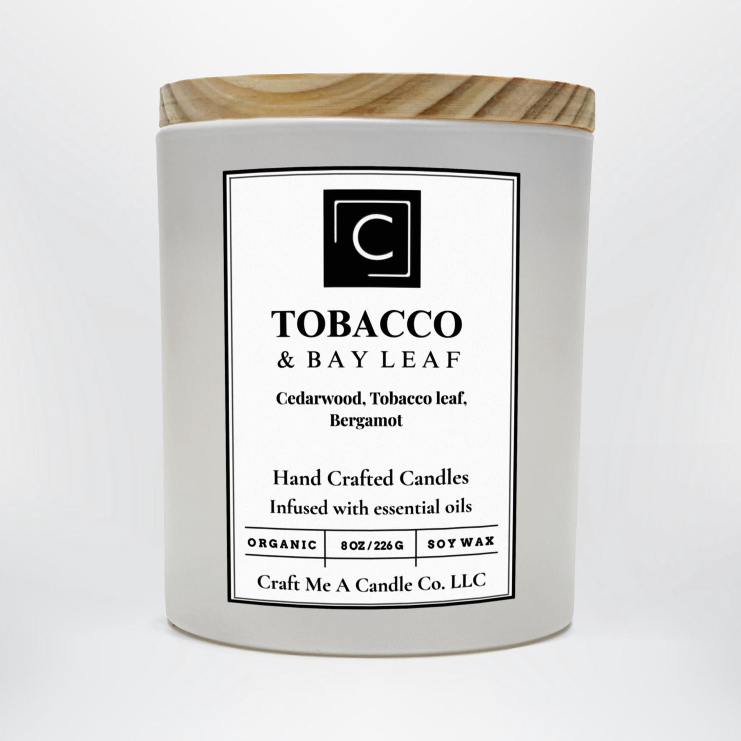 Tobacco & Bay Leaf Candle | Cedarwood, Tobacco Leaf, Bergamot Candle | Natural Soy Wax Candle | Fall Gift Idea | Relaxing Candle