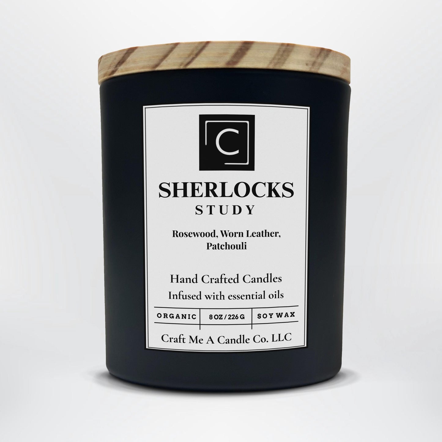 Sherlocks Study Soy Candle | Rosewood, Worn Leather & Patchouli Candle | Handcrafted Soy Wax Candle | Perfect Birthday Gift
