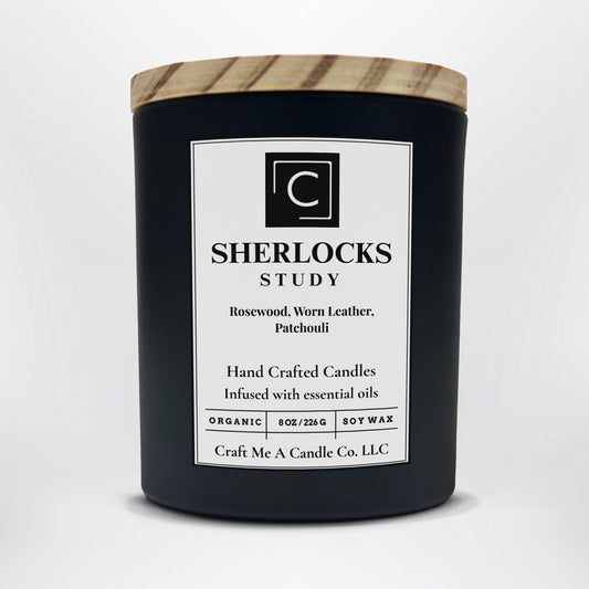 Sherlocks Study Soy Candle | Rosewood, Worn Leather & Patchouli Candle | Handcrafted Soy Wax Candle | Perfect Birthday Gift