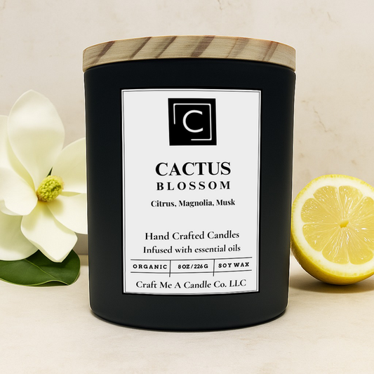 Cactus Blossom Scented Candle – Citrus, Magnolia, Musk | Natural Soy Wax Candles | Round Jar Candles