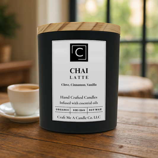 Chai Latte Scented Candle – Clove, Cinnamon, Vanilla | Natural Soy Wax Candles | Round Jar Candles