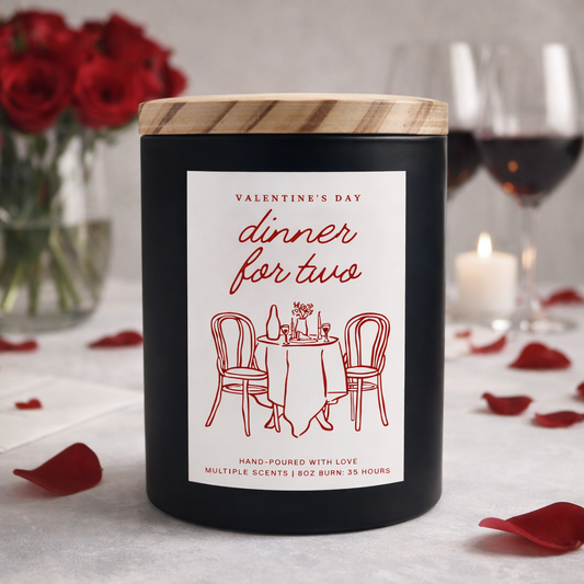 Happy Valentines Day Soy Candle 8 oz Love Scent Black Jar Romantic Gift Handmade Scented Candle