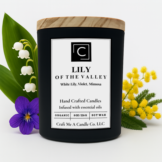 Lily of the Valley Scented Candle – White Lily, Violet, Mimosa | Natural Soy Wax Candles | Round Jar Candles