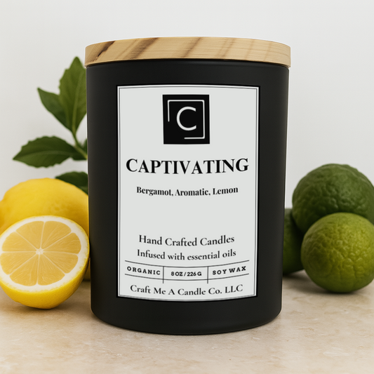 Captivating Scented Candle – Bergamot, Aromatic, Lemon | Natural Soy Wax Candles | Round Jar Candles