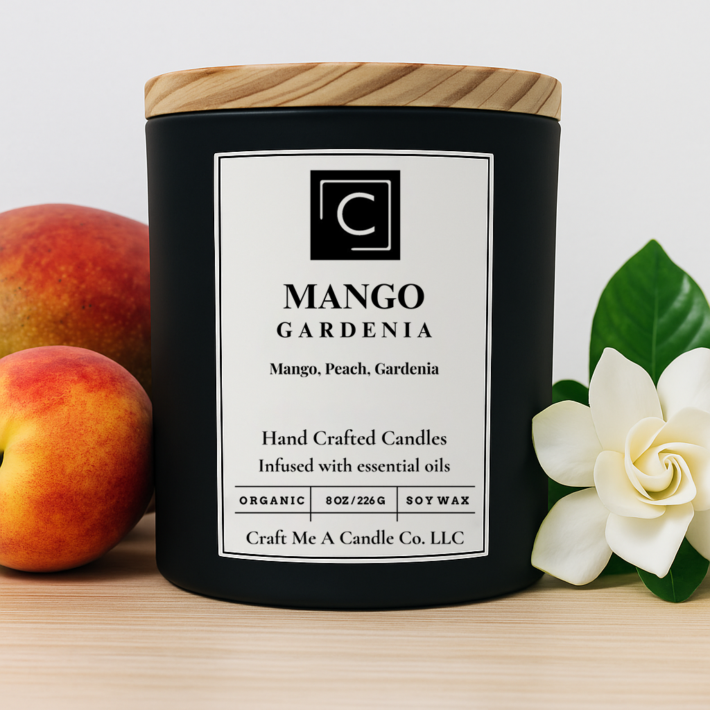 Mango Gardenia Scented Candle – Mango, Peach, Gardenia | Natural Soy Wax Candles | Round Jar Candles
