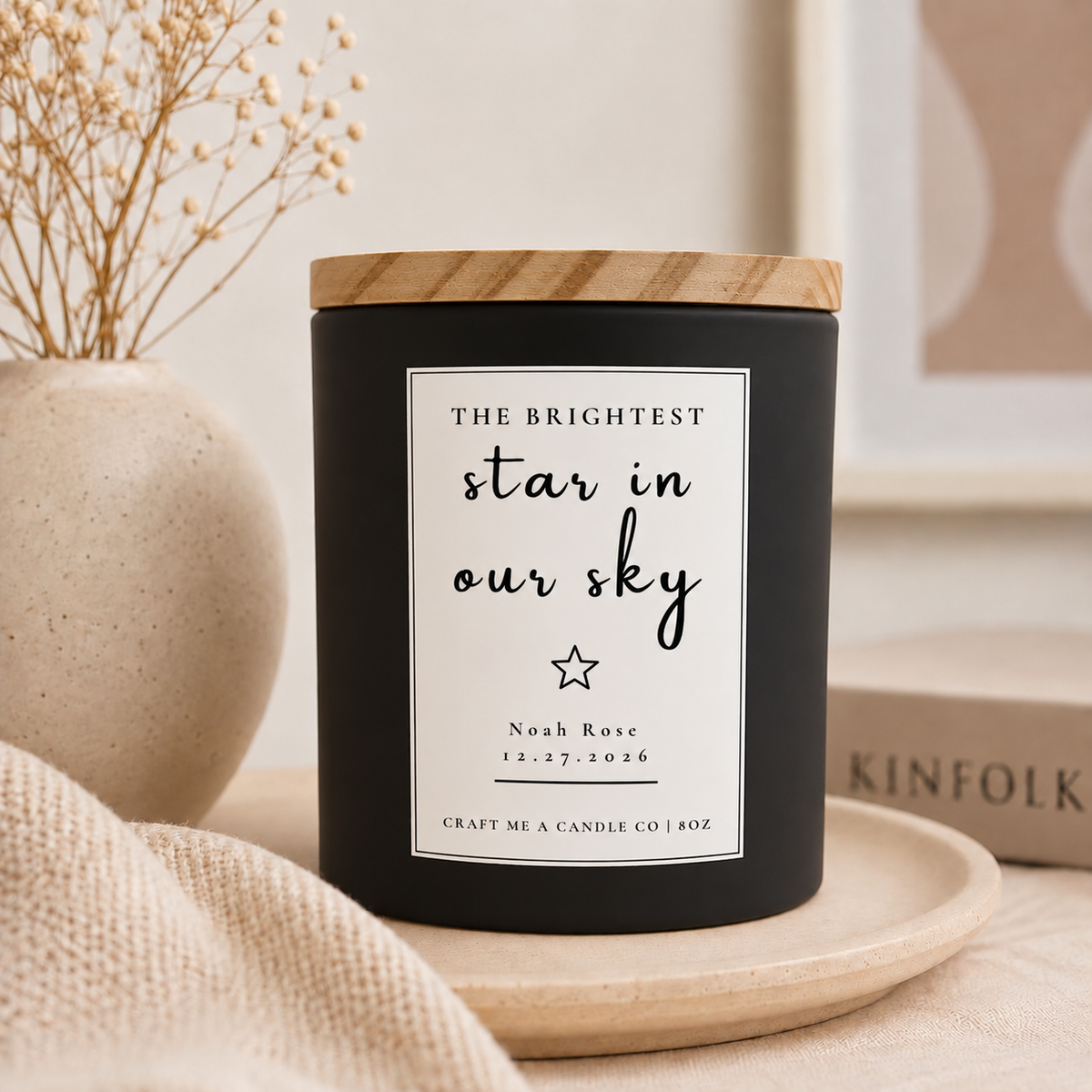Personalized Memory Candle | The Brightest Star In Our Sky | Custom Name Candle | Custom Memorial Gift
