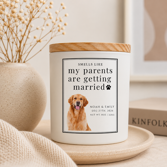 Custom Engagement Pet Candle | Smells Like My Parents Are Getting Married | Dog Engagement Candle | Newly Engaged Gifts