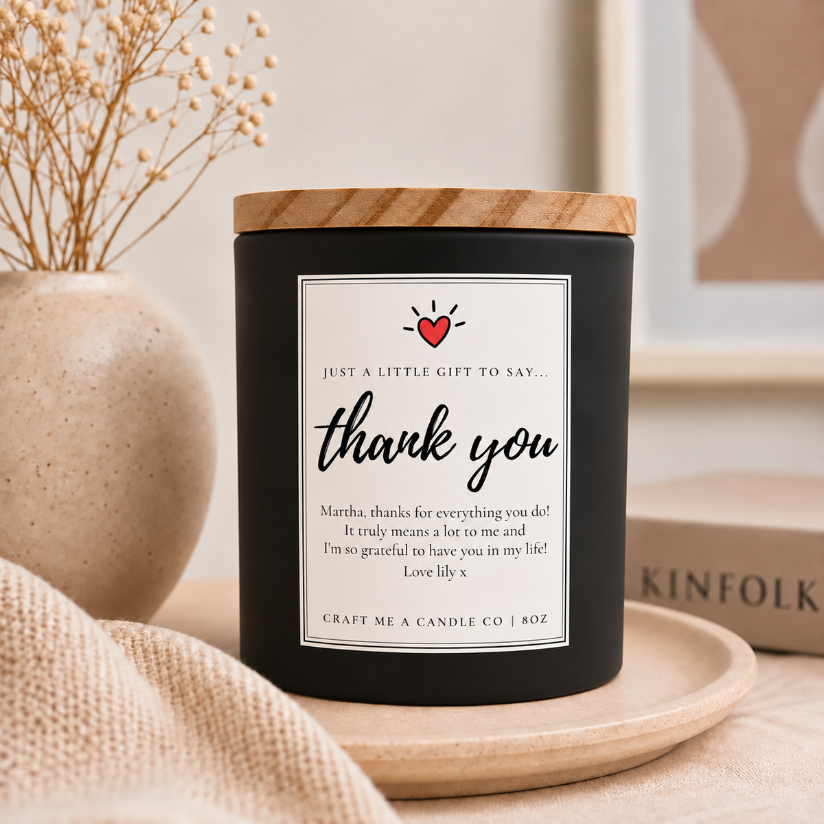Personalized Thank You Candle 8oz | Custom Appreciation Gift | Custom Message Candle | Employee Christmas Gift