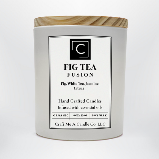 Fig Tea Fusion Scented Candle – Fig, White Tea, Jasmine, Citrus | Natural Soy Wax Candles | Round Jar Candles
