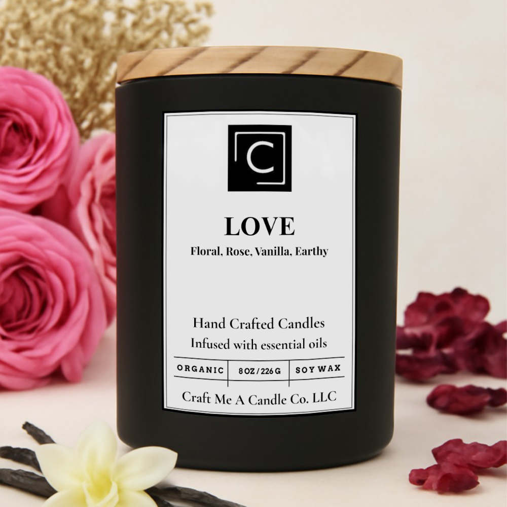 Love Scented Candle – Floral, Rose, Vanilla, Earthy | Natural Soy Wax Candles | Round Jar Candles