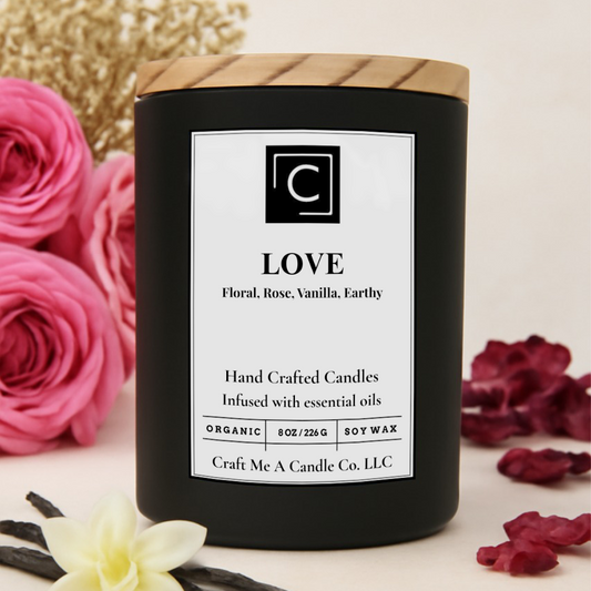 Love Scented Candle – Floral, Rose, Vanilla, Earthy | Natural Soy Wax Candles | Round Jar Candles