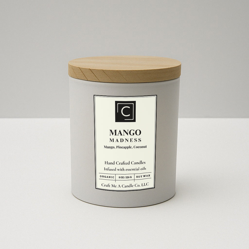 Mango Madness Scented Candle – Mango, Pineapple, Coconut | Natural Soy Wax Candles | Round Jar Candles