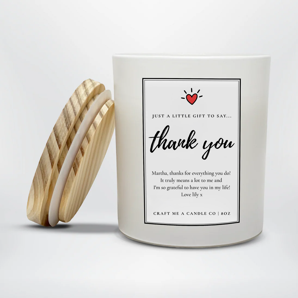 Personalized Thank You Candle 8oz | Custom Appreciation Gift | Custom Message Candle | Employee Christmas Gift